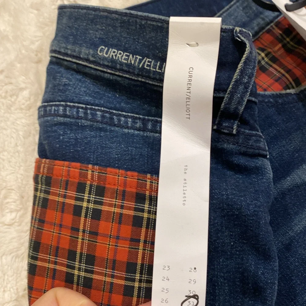 Current/Elliott the Stiletto in Ervin skinny plaid packets jeans size 12